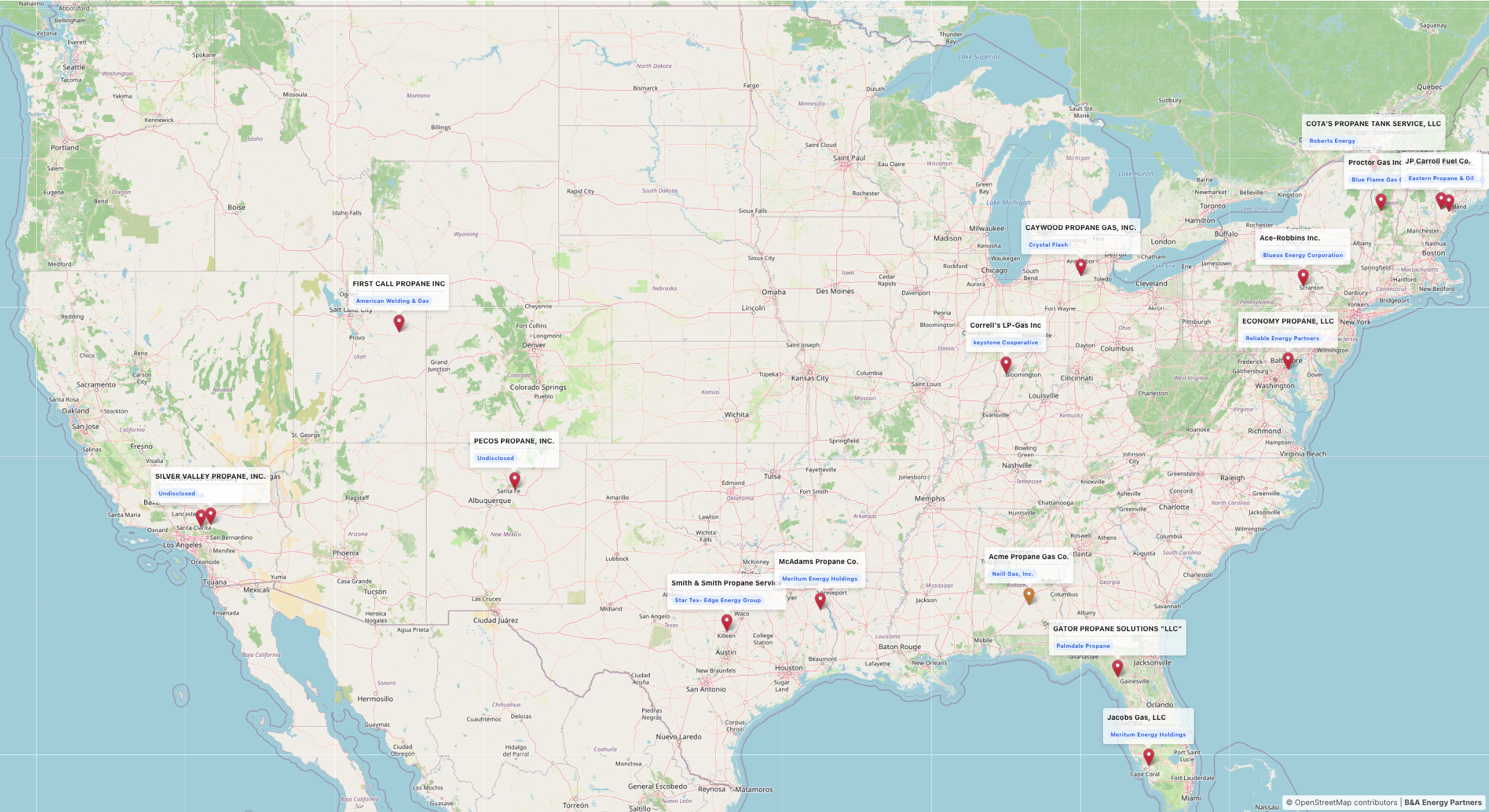 2025 Propane M&A Transaction Map